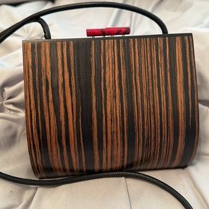 Custom Artisan Wood Veveer & Leather purse  Shoulder or Crossbody. Handcrafted